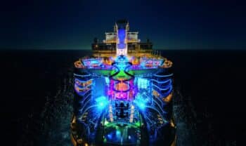 Symphony of the Seas at night