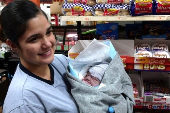 Issamar Sepulveda with baby Toby