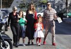 Jessica Alba and husband, Cash Warren, are seen arriving to the Lyft Community Holiday Fiesta Event with their two children, Honor and Haven
