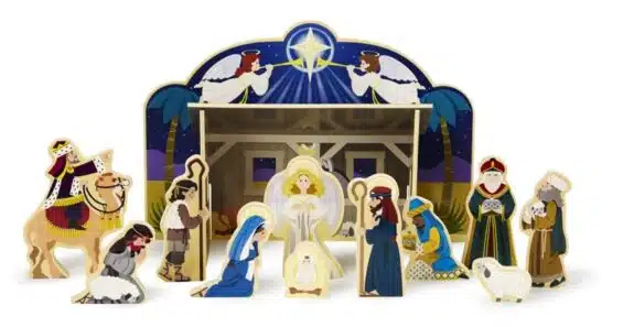 Melissa & Doug Classic Wooden Nativity Set - Kid Friendly