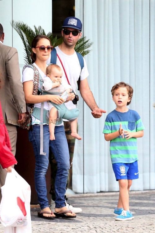 Natalie Portman and Benjamin Millepied take the kids out in Rio