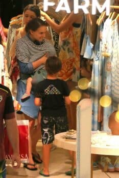 Natalie Portman gets in some retail therapy in Rio while vacationing with family members and friends.