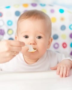 Baby eating cereal