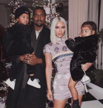 Kim Kardashian and Kanye west with kids North and Saint