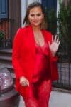 Pregnant Chrissy Teigen wears sexy red dress for Jimmy Fallon Appearance