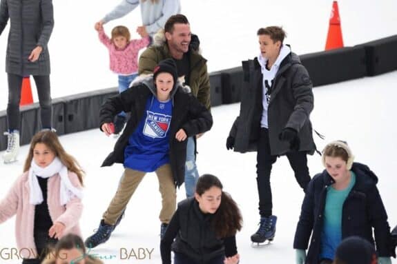 Harper Beckham, Romeo Beckham, and Cruz Beckham go ice skating with their nannies in Central Park NewYork City