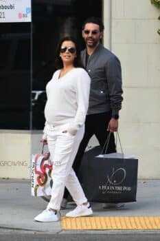 Pregnant Eva Longoria grabs lunch at Villa Blanca Restaurant in LA with husband Jose Baston