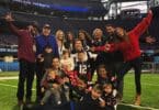 Tom Brady with kids Vivian, Ben and John before the superbowl