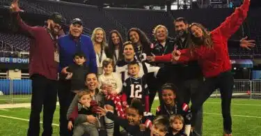 Tom Brady with kids Vivian, Ben and John before the superbowl