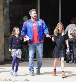 Ben Affleck leaves church with daughters Violet and Seraphina