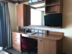 Disney Dream Deluxe Oceanview with Verandah - desk with TV