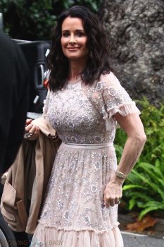 Kyle Richards arrives at the Bel Air Hotel to attend Khloe Kardashian's star studded baby shower.
