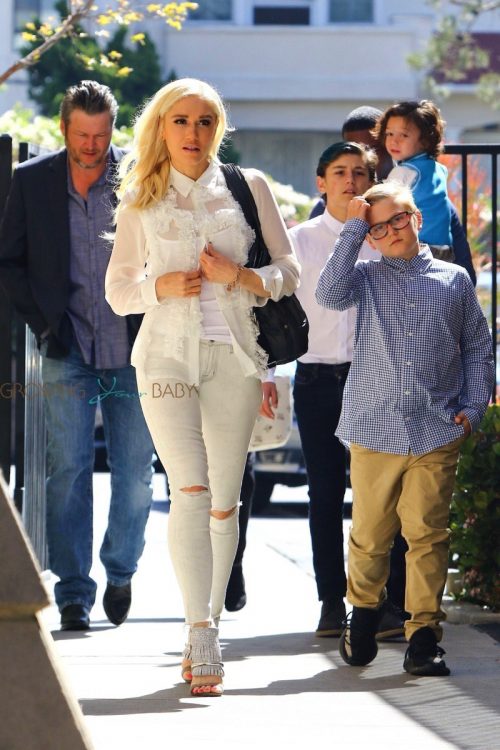 Blake Shelton and Gwen Stefani attend church with kids Kingston, Zuma and Apollo