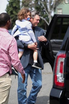 Blake Shelton leaves church Gwen's son Apollo Rossdale