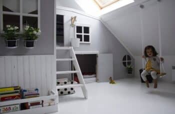 Indoor modern two story playhouse with sleeping for 2 kids