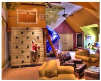 Indoor playhouse with climbing wall and super slide Gabriel Builders