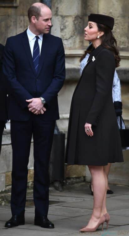 Pregnant Kate Middleton, Duchess of Cambridge attends Easter Service with Royal Family with husband William 2018