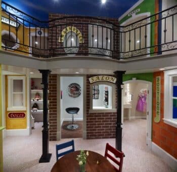 Two story indoor playhouse village