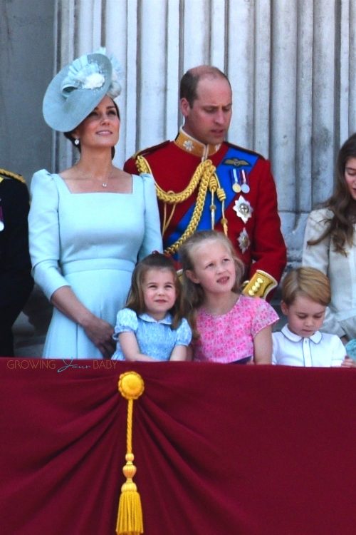 The Duke and Duchess of Cambridge at tropping of the color 2018 with kids George & Charlotte