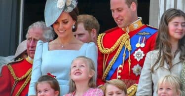 The Duke and Duchess of Cambridge at tropping of the color 2018 with kids George & Charlotte