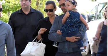 Bradley Cooper and Irina Shayk arrive with their daughter Lea in Venice Italy