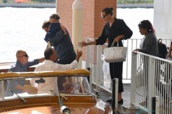 Bradley Cooper and Irina Shayk arrive with their daughter Lea in Venice for the 75th Venice International Film Festival