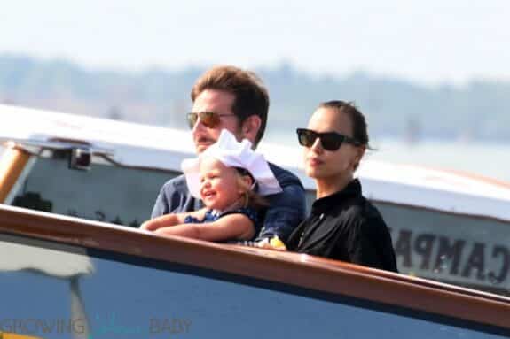 Bradley Cooper and Irina Shayk arrive with their daughter Lea in Venice for the 75th Venice International Film Festival.