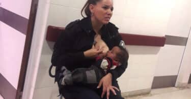 Police Office Breastfeeds Hungry Baby in Hospital f