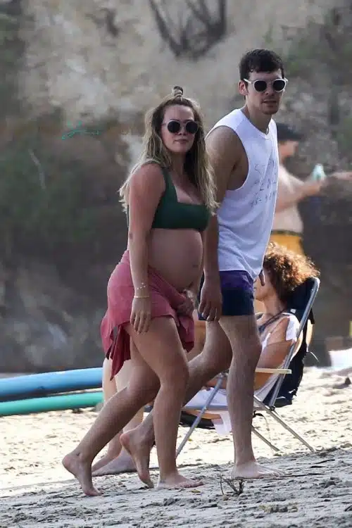 Pregnant Hilary Duff and Matthew Koma enjoy a romantic walk on the beach in Malibu