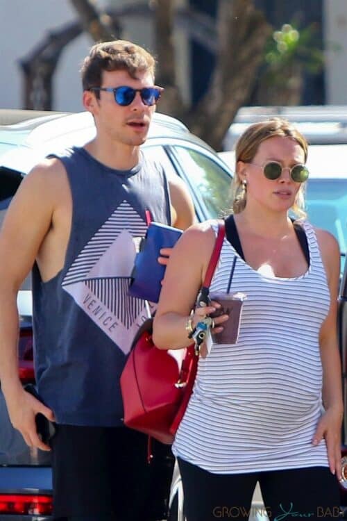 A very pregnant Hilary Duff and Matthew Koma leave workout class in Studio City