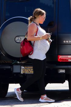 A very pregnant Hilary Duff leaves workout class in Studio City