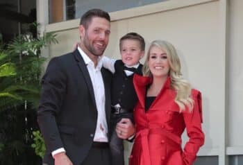 Carrie Underwood, Mike Fisher, Isaiah Fisher at Hollywood walk of fame F