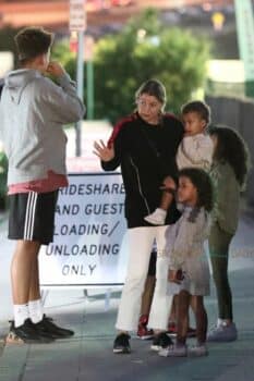 Ellen Pompeo and Chris Ivery and the kids Stella and Sienna arrive at the Malibu Fair