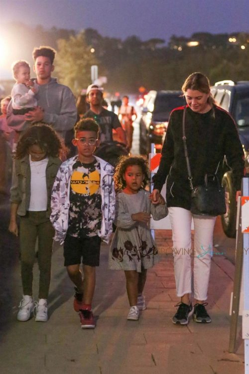 Ellen Pompeo and Chris Ivery and the kids Stella and Sienna arrive at the Malibu Fair