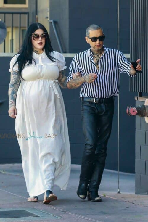 Pregnant Kat Von D and husband Rafael Reyes grab dinner in Los Angeles