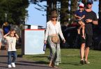 Chris Hemsworth and wife Elsa Pataky take their twins Sasha and Tristan to the park
