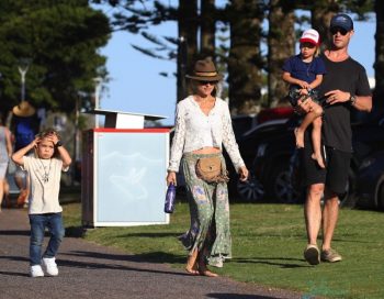 Chris Hemsworth and wife Elsa Pataky take their twins Sasha and Tristan to the park