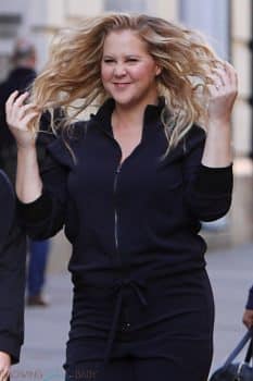Pregnant Amy Schumer shoots a clothing line commercial in New York