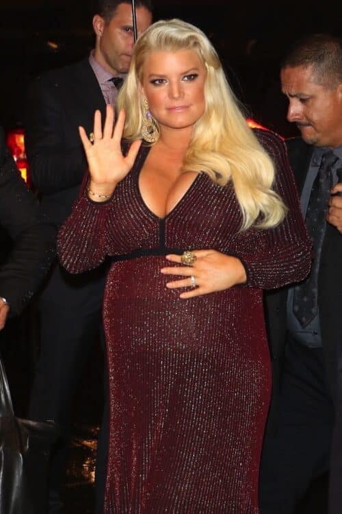 Pregnant Jessica Simpson arriving at 25th Annual FFANY Shoes On Sale Gala 2018