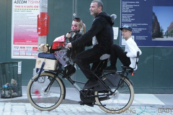 Liev Schreiber as a gorilla takes Alexander and Samuel Trick-or-treating in Manhattan