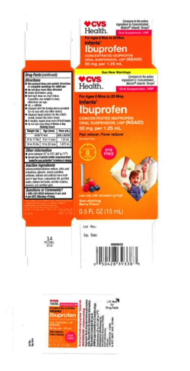 CVS Infants Ibuprofen Concentrated Oral Suspension, USP (NSAID), 50 mg per 1.25 mL, 0.5 oz. bottle
