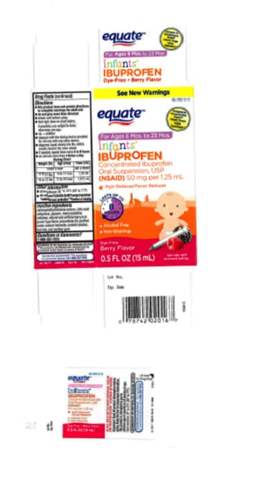Equate Infants’ Ibuprofen Concentrated Oral Suspension, USP (NSAID), 50 mg per 1.25 mL, 0.5 oz. bottle