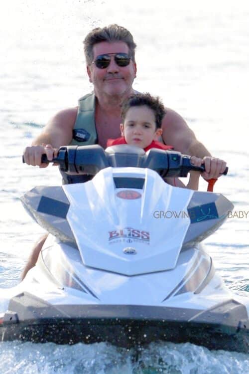 Simon Cowell and son Eric Cowell enjoy an afternoon on jet skis in Barbados