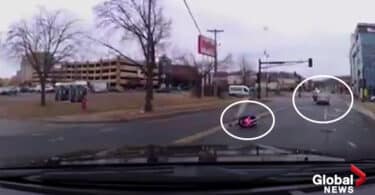 Dashcam Catches Child Seat Falling From Moving Vehicle