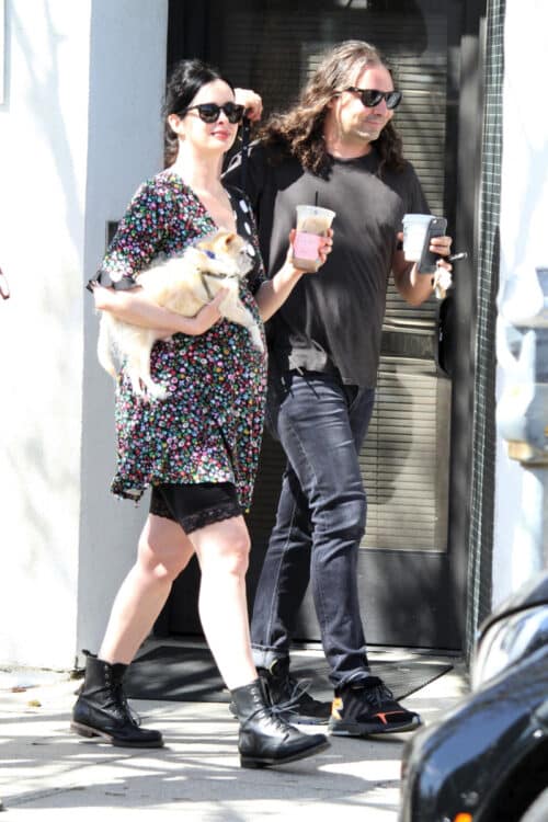 Pregnant Krysten Ritter shows her growing baby bump on a coffee run with husband Adam Granduciel