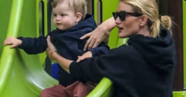 Rosie Huntington-Whiteley enjoys a park playdate with her son Jack f