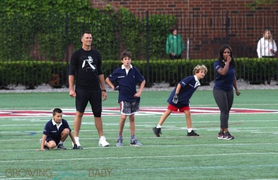 Tom Brady Plays Football With Sons Ben & John At Harvard University Event 