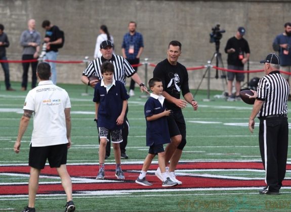 Tom Brady Plays Football With Sons Ben & John At Harvard University Event 2019