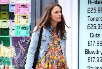 Pregnant Keira Knightley shows off her baby bump while wearing a floral dress out in London 2019