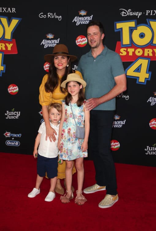 Tiffani Thiessen, Brady Smith, Harper Renn Smith, Holt Fisher Smith at Toy Story 4 premiere.jpg